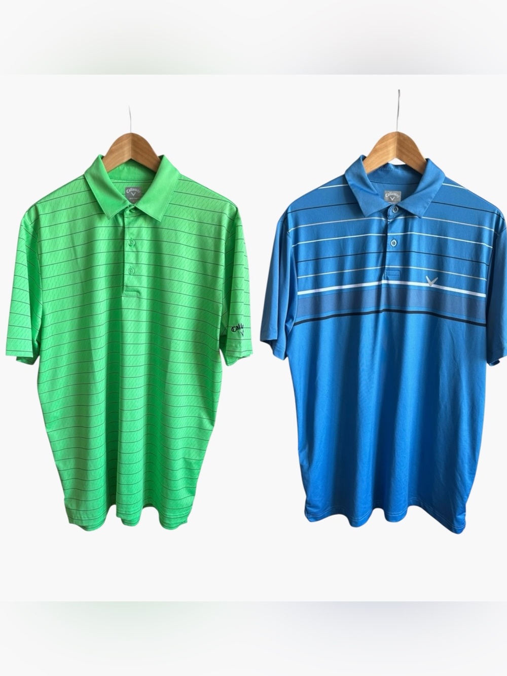 Callaway Golf Polo Shirts Men’s M Bundle of 2 Opti Dri Performance Blue Green